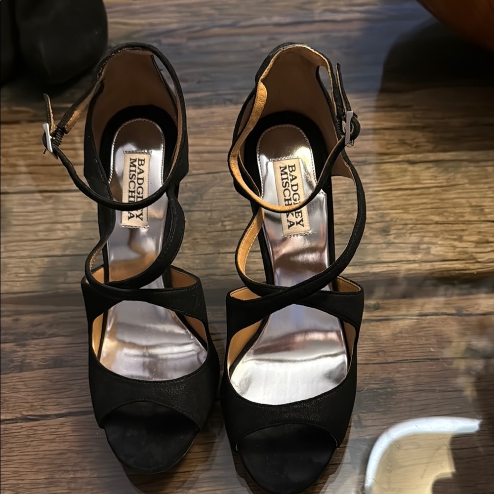 Badgley Mischka Black Strappy Stiletto Heels